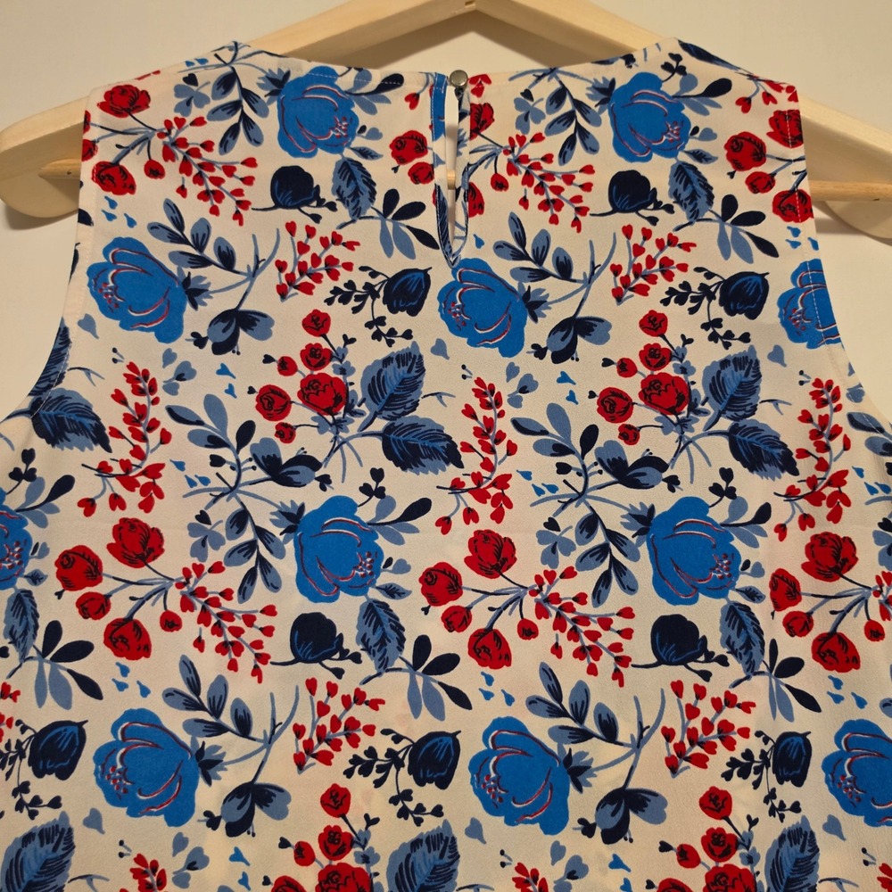 Tommy Hilfiger Floral Print Sleeveless Blouse Blue Red White Medium - Picture 7 of 8